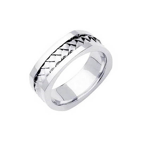 Men's Celtic Hand Braided Ring in 9ct White Gold