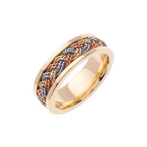 Men's Celtic Ring in 9ct Three-Tone Gold