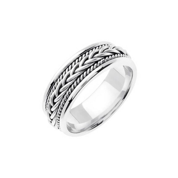 Men's Celtic Hand Braided Ring in 9ct White Gold