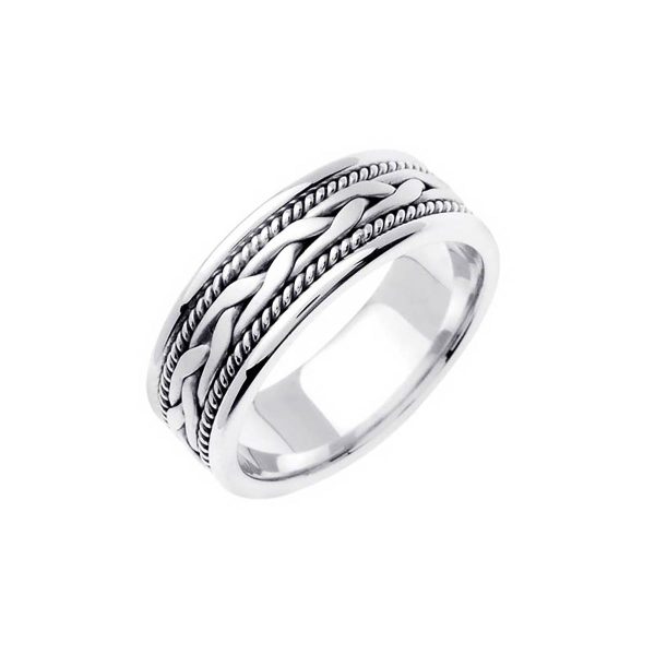 Men's Celtic Hand Braided Ring in 9ct White Gold