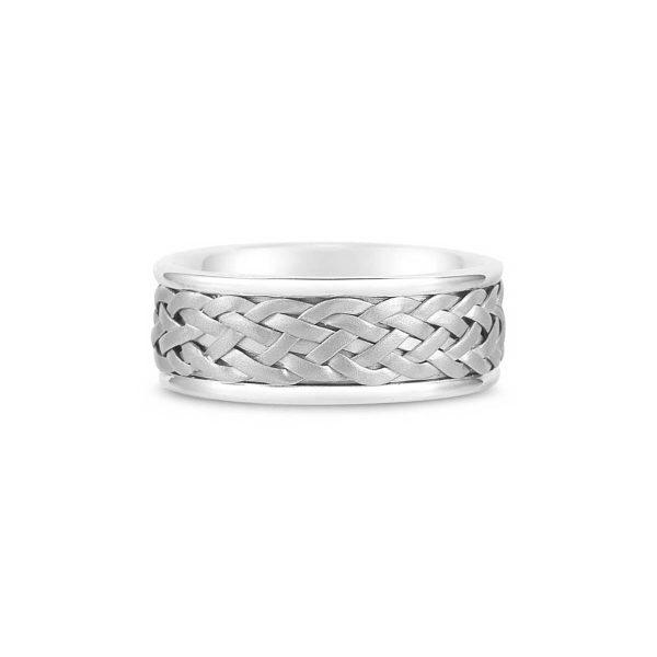 Men's Celtic Hand Braided Ring in 9ct White Gold