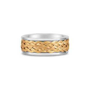 Men's Celtic Hand Braided Ring in 9ct Two-Tone Gold