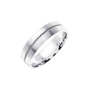 Hand Braided Comfort Fit Wedding Ring in 9ct White Gold