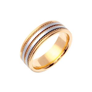 Hand Braided Wedding Ring in 9ct Two-Tone Gold