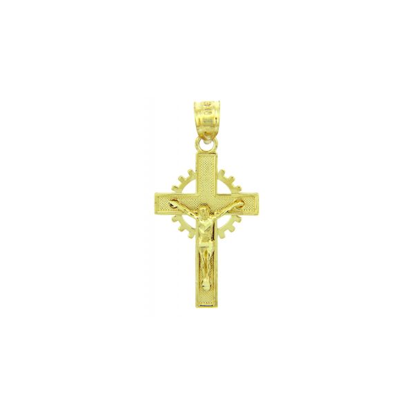 Celtic Cross Crown Crucifix Pendant Necklace in 9ct Gold