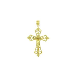 Men's Worship Cross Pendant Necklace in 9ct Gold