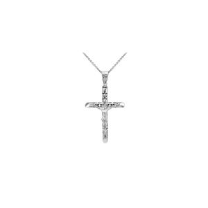 Love Cross Pendant Necklace in 9ct White Gold