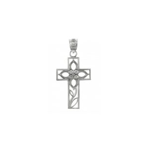 Beauty Cross Pendant Necklace in 9ct White Gold