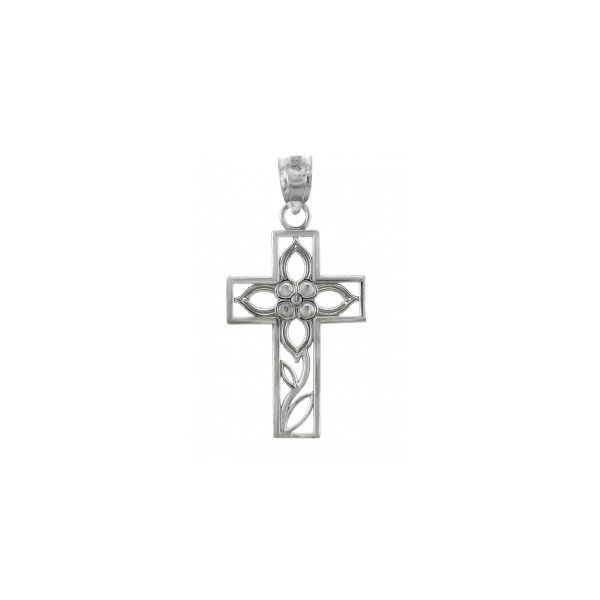 Beauty Cross Pendant Necklace in 9ct White Gold