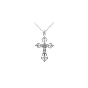 Worship Cross Pendant Necklace in Sterling Silver