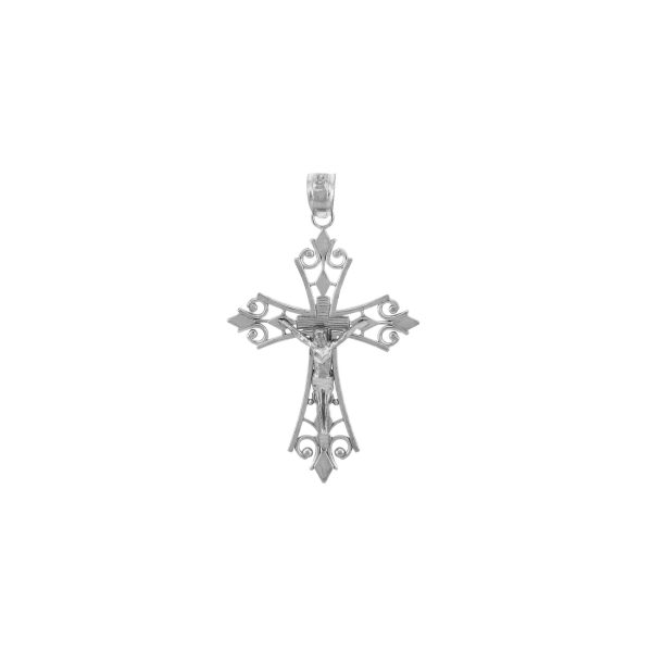 Worship Cross Pendant Necklace in 9ct White Gold