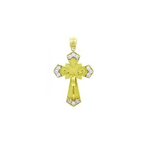 Men's CZ Crucifix Cross Pendant Necklace in 9ct Gold