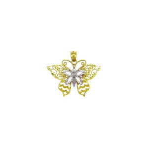 Swallowtail Butterfly Pendant Necklace in 9ct Two-Tone Gold