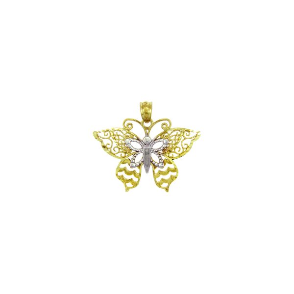 Swallowtail Butterfly Pendant Necklace in 9ct Two-Tone Gold