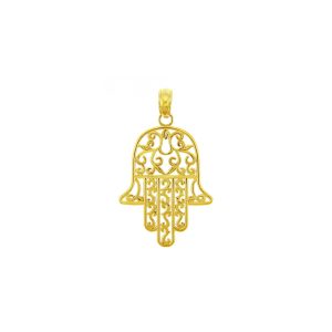 Sleek Hamesh Hand Pendant Necklace in 9ct Gold