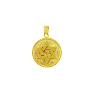 Men's Magen David Disc Pendant Necklace in 9ct Gold