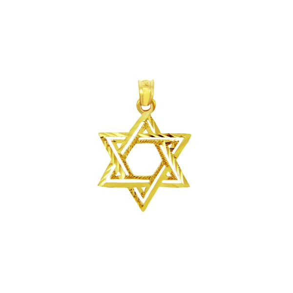 Men's Double Star of David Pendant Necklace in 9ct Gold