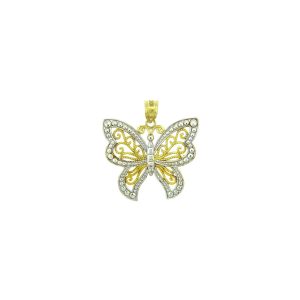 Adonis Butterfly Pendant Necklace in 9ct Two-Tone Gold