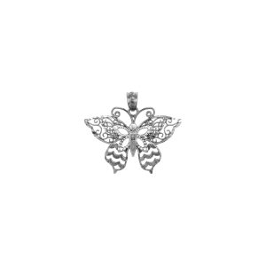 Breathtaking Wings Butterfly Charm Pendant Necklace in Sterling Silver