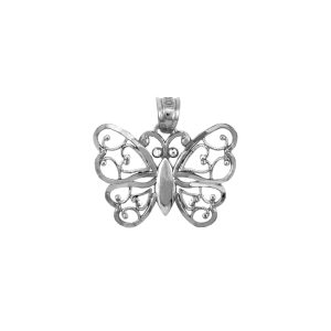 Aponi Butterfly Charm Pendant Necklace in 9ct White Gold