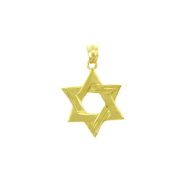 Men's Star of David Textured Pendant Necklace in 9ct Gold