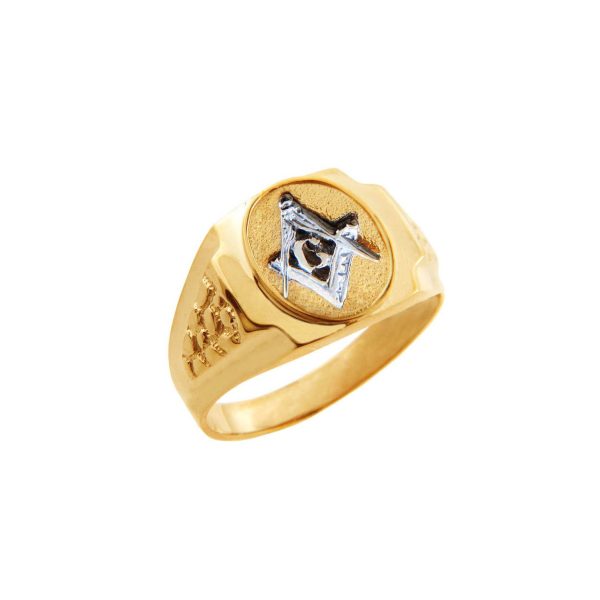 Men's Masonic Compass Ring in 9ct Two-Tone Gold