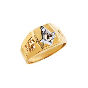 Men's Freemason Compass Ring in 9ct Two-Tone Gold