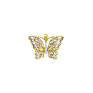 Parvana Butterfly Charm Pendant Necklace in 9ct Two-Tone Gold