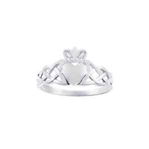 Men's Claddagh Variation Trinity Band Ring in 9ct White Gold