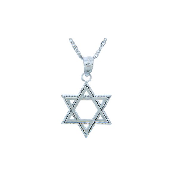 Men's Star of David Pendant Necklace in 9ct White Gold