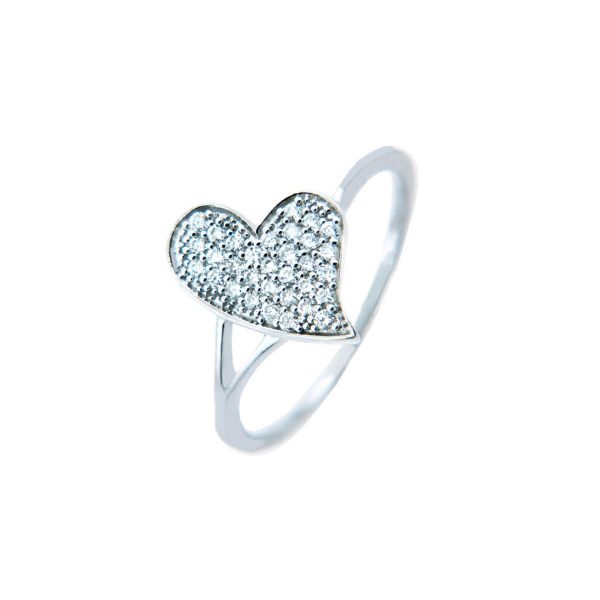 Diamond Heart Ring in 9ct White Gold