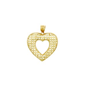 Basketweave Heart Pendant Necklace in 9ct Gold