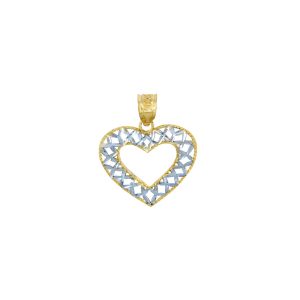 Open Weave Heart Pendant Necklace in 9ct Two-Tone Gold