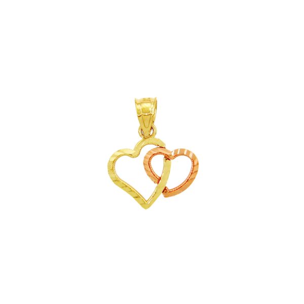 Two Heart Hug Pendant Necklace in 9ct Two-Tone Gold