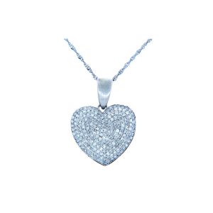 Diamond Valentine Heart Pendant Necklace in 9ct White Gold