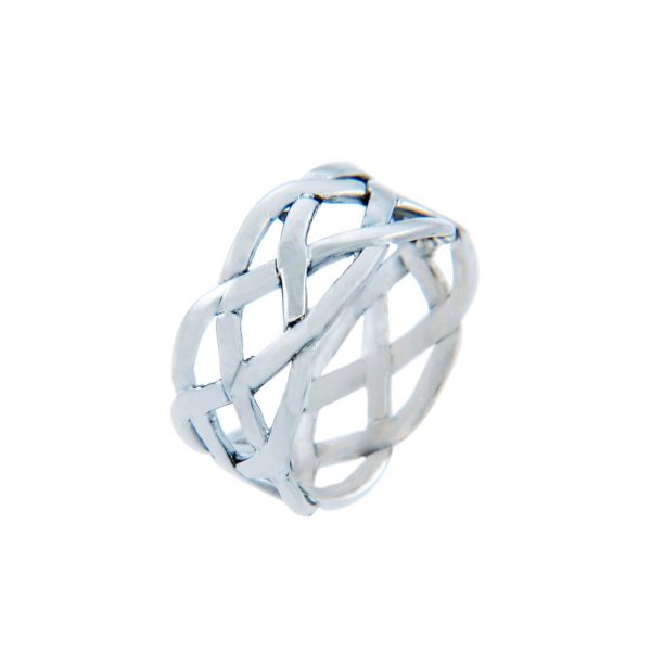 Men's Celtic Weave Band Ring in 9ct White Gold