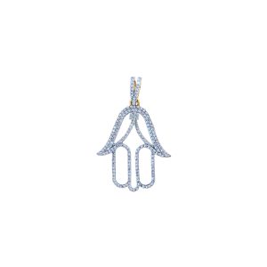 Diamond Hamsa Pendant Necklace in 9ct Gold