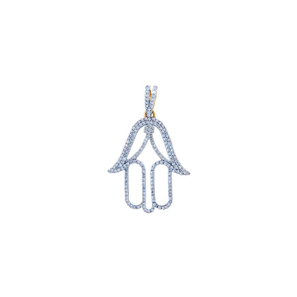 Diamond Hamsa Pendant Necklace in 9ct Gold