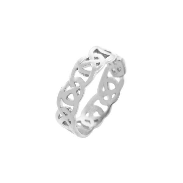 Men's Celtic Quadrum Weave Band Ring in 9ct White Gold