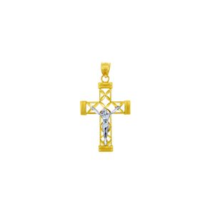 Men's Cross Pendant Necklace in 9ct Two-Tone Gold