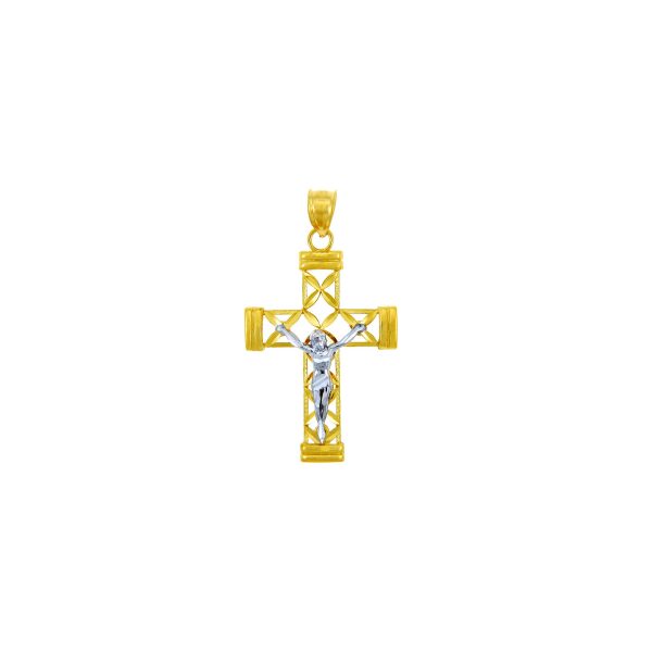 Men's Cross Pendant Necklace in 9ct Two-Tone Gold