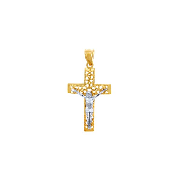 Men's Blessed Cross Pendant Necklace in 9ct Two-Tone Gold