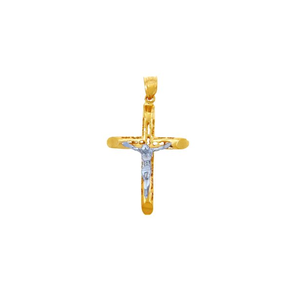 Men's Love Cross Pendant Necklace in 9ct Two-Tone Gold