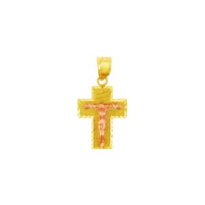 Adoration Cross Pendant Necklace in 9ct Two-Tone Gold