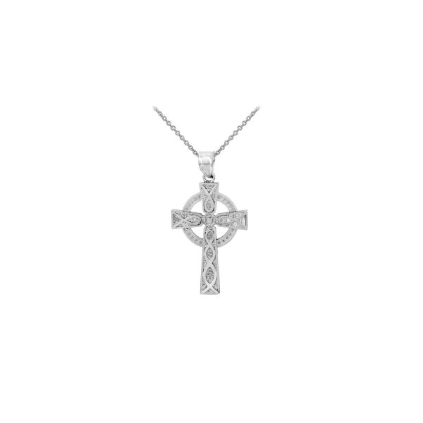 Celtic Cross Trinity Pendant Necklace in Sterling Silver