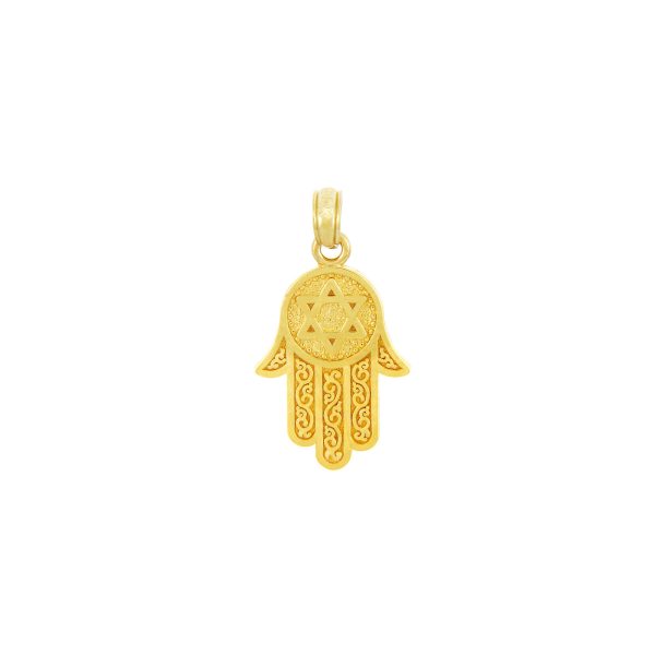 Chamseh Hamsa Judaica Pendant Necklace in 9ct Gold