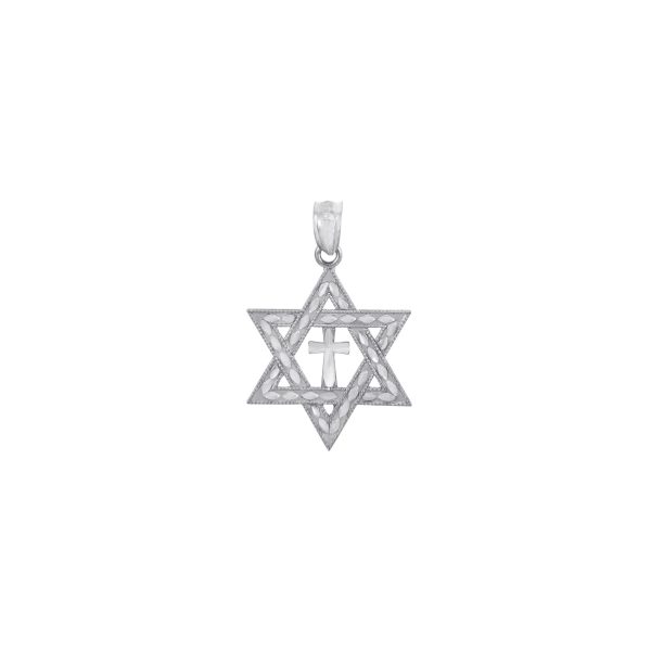 Men's Star of David Pendant Necklace in 9ct White Gold