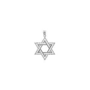 Men's Satin Star of David Pendant Necklace in 9ct White Gold