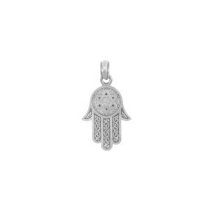 Star of David Hamsa Pendant Necklace in 9ct White Gold