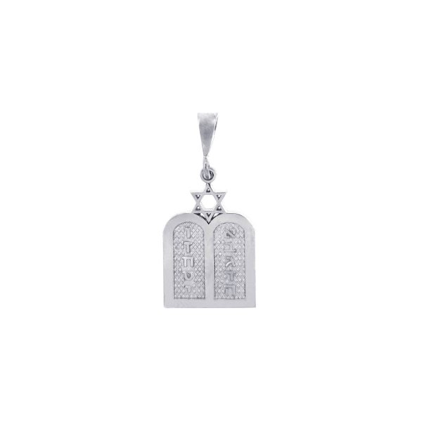 Men's Ten Declarations Tablets Pendant Necklace in 9ct White Gold